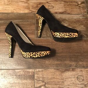 Nine West Black Leopard Platforms Brand New